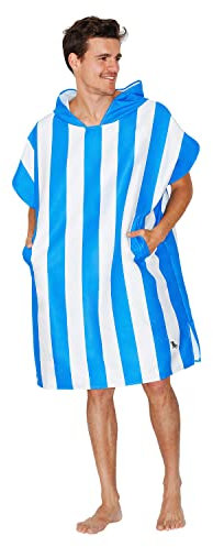 Dock & Bay Strandponcho für Erwachsene - Kapuzenhandtuch mit tiefen Taschen - Für Strand & Pool - Super Saugfähig, Schnell Trocknend - Cabana - Bondi Blue, Large (105x80cm, 41x31)