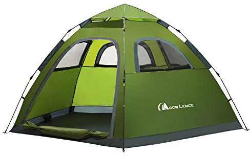 MOON LENCE Pop Up Camping Tent, 3-4 Person Automatic Instant Tent Portable Windproof for Backyard, Car Camping, Family Trips, Green