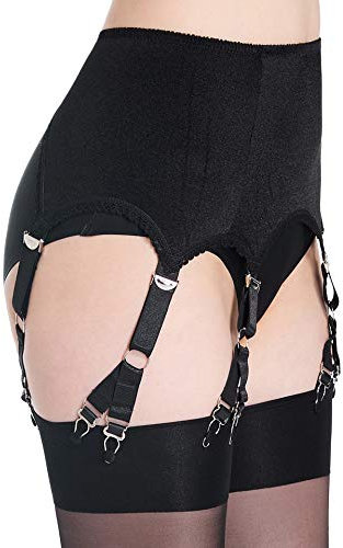 Aurueda Oberschenkel Strumpfgürtel mit 12 Strapsen Dehnbar Strapsgürtel für Dessous Oberschenkel Strümpfe Schwarz Größe S