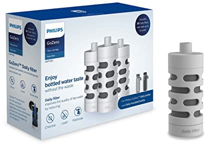 Philips Water GoZero Daily Filterkartusche, 3 STK. Weiss,Daily Filter Cartridge 3-Pack, One Size