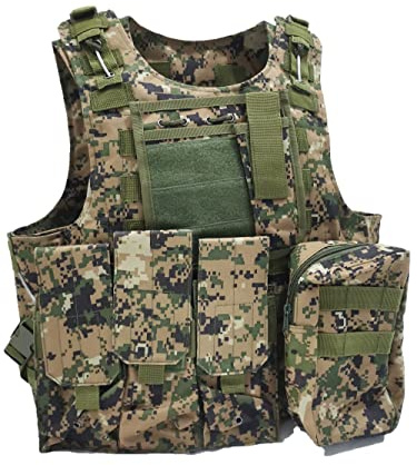 MERCIYD Militär taktisk väst fältväst, paintball skyddsutrustning, skyddsväst för luftpistol, lämplig för utomhusjakt,, djungel digital, one size