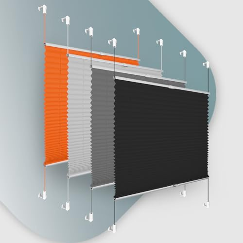 Buseu Plissee ohne Bohren Klemmfix 70x110cm(BxH) Schwarz Jalousie Sonnenschutz Easyfix Faltrollo Lichtdurchlässig Rollo für Fenster & Tür