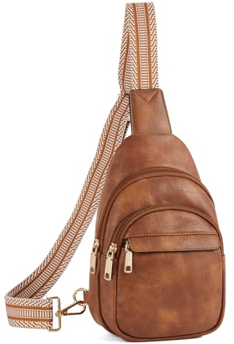 BOSTANTEN Small Sling Bag for Women - Leather Crossbody Fanny Pack for Travel, Brown