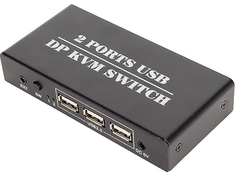 KVM-switch, DisplayPort KVM-switch 4K 60Hz 2 Portar Som Stöds, Används Ofta för Familjen (EU-kontakt)