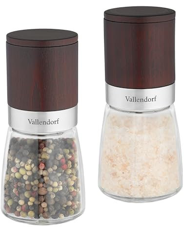 Vallendorf Gewürzmühlen-Set, Pfeffermühle & Salzmühle, 2-teilig, Edelstahl Holzoptik (ohne Inhalt)