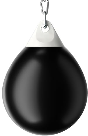GYMAX Wasserboxsack Ø55cm aus PVC, Boxing Punching Bag mit Wasser füllbar, 80kg hängendes Punchingsack inkl. Wasserschlauch, Sicherheitsschnallen & Metallkette, für Erwachsene & Jugend, Schwarz