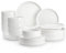 MALACASA Plates and Bowls Sets, 24 Pieces Modern Porcelain Dinnerware Set for 8, Ceramic Dishware Dishes White Kitchen Dinner Dining Ware Set, Microwave and Dishwasher Safe, Series LUNA