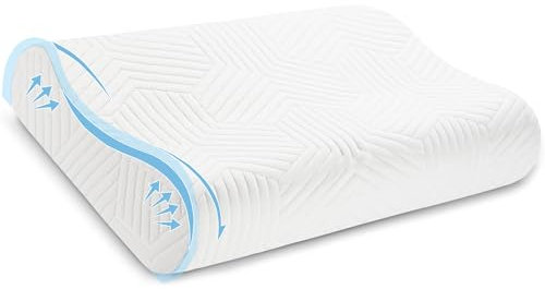 LAMB Höheneinstellbares Kopfkissen, Ergonomisches Nackenstützkissen, Memory Foam Kissen, Nackenschmerzen entlaste, mit waschbarem Bezug, 60x35x12cm