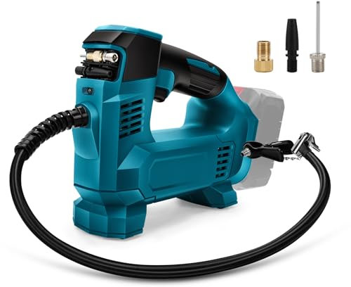 Roadtime Compresor Aire Portátil para Makita 18V batería,Inflador Ruedas Coche de 150PSI con manómetro digital de presión de neumáticos y luz LED,para coches,motos,pelotas deportivas(sin batería)
