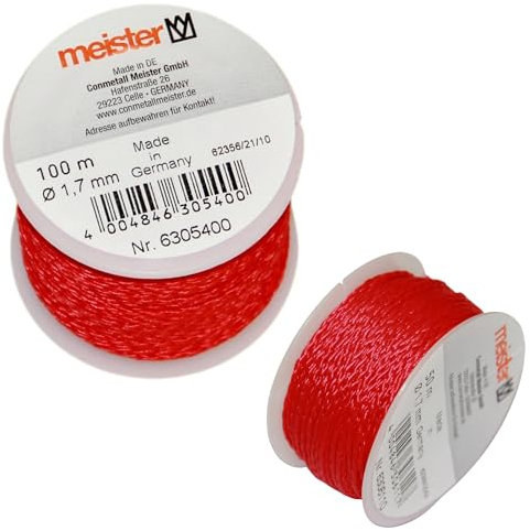 sopomarkt24 Maurerschnur 100m, Ø 1,7mm, Polyethylen geflochten, reißfest & flexibel, Signalfarbe rot, für Garten- & Baubereich, Pflastern, Mauern, Fliesen, auf Spule, langlebig, Made in Germany