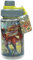 Depesche 13402 Dino World Bite - Transparente Trinkflasche, mit Dinosaurier Aufdruck, grüner Flip-Top Deckel und Griff, Fassungsvermögen ca. 500 ml