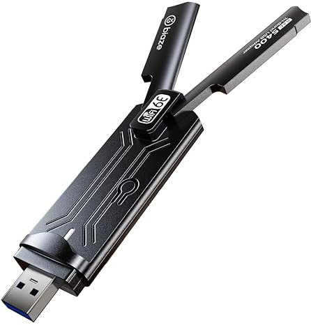 biaze Adaptateur WiFi 6E sans fil 5400 Mbit/s USB 3.0 - Adaptateur WiFi de jeu double bande pour PC et ordinateur portable, carte réseau WiFi 6E Plug and Play avec antenne externe (WiFi6E 5400 Mbit/s)
