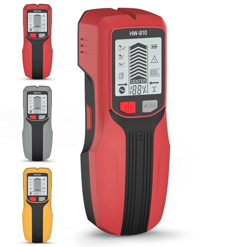BigKing 6 in 1 Rilevatore di Pareti Con Display LCD e Allarme Acustico per Rilevare Legno, Travetti, Tubi, Barre D'armatura, Cavi Sotto Tensione Ca, Centri e Bordi di Metalli Profondi(Senza Batteria)