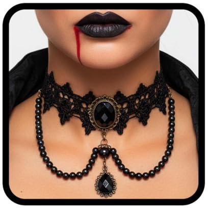 Reaky Black Choker Necklace Rhinestone Necklaces Layered Choker Necklace Halloween Accessories for Women