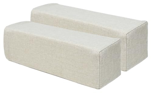 M Mute Touch 2 Pack Couch Arm Rest Pillow, 6''x6''x20'' Linen Cover, High Density Foam Armrest Cushion, Removable & Washable Elbow Support for Sofa, Bed, and Armchair (Beige)