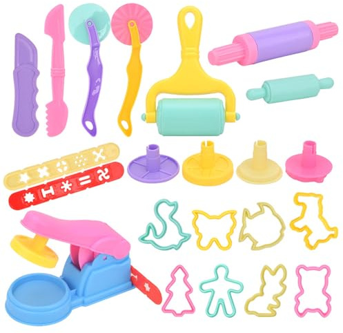 Playdough Tool Set, 22 Pcs Play Dough Tools Sets for Kids, Basic Play Dough Tools Starter Set for Kids Playdough Accessories Includes Cutters Roller,Rolling Pins,Safety Scissors,Plastic Knife