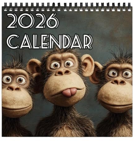 Calendario De Pared 2026 De 12 Meses - Planificador Mensual de Papel Grueso - Animales Divertidos En Calendario 2026 - Para Organizar Citas Programación Oficina Decoración Cocina Familia Año Nuevo