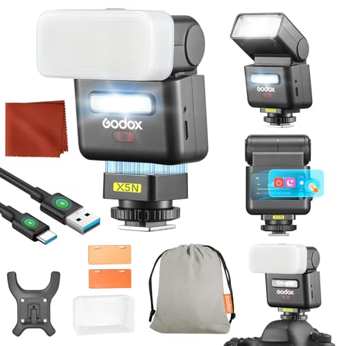 Godox IT32 per Nikon Fotocamera Flash IT32 TTL Mini Flash con X5N Trigger Flash Diffusore HSS 2.4GHz Sistema X GN18 Flash per Fotocamera Touchscreen Riflettore Integrato Luce LED Filtro Magnetico