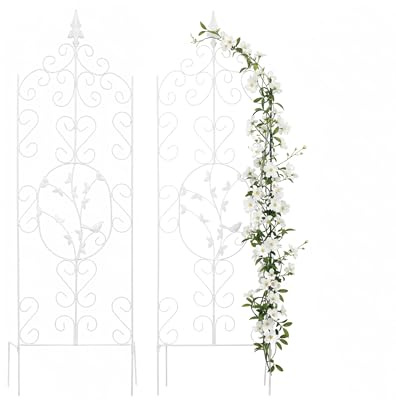 Relaxdays Supporto per rampicanti, Set da 2, A x L: 116 x 35 cm, griglia Metallica, edera, Rose