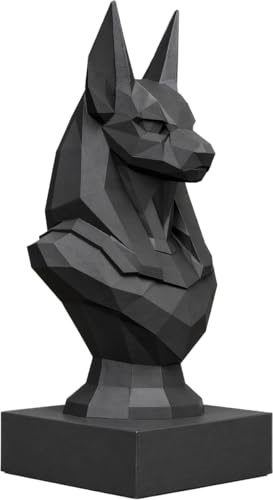 Estatua Anubis 25 cm – Dios Egipcio del Inframundo y Protector de Almas – Busto Low Poly Negro – Escultura Geométrica Moderna – Decoración Elegante Hogar – Figura Egipto Antiguo Coleccionable