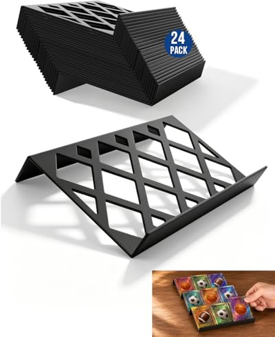 24 Pieces Trading Card Display Risers , Black Acrylic Card Show Display Stands, Modular Showcase Trays for Cardshow Vendor Showcase Sports Card and Board Games, Card Risers For Display Case, 72 Slot