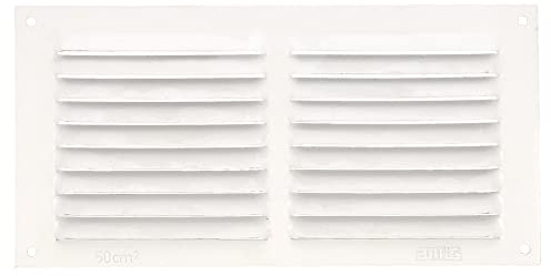 Amig - Rektangulärt aluminiumgaller - Ventilationsgaller för luftutlopp - Perfekt för köks- och badrumstak - Mått 100 x 200 mm - Vit