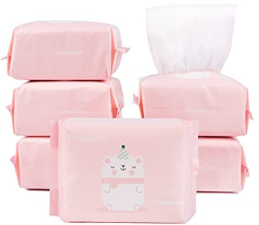 COTTONCARE Lot de 600 lingettes sèches pour bébé, 100% coton, lingettes effaçables à sec, peau sensible de bébé, prenant soin de la peau de bébé, 20,1 x 11,9 cm