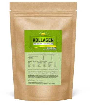 Kollagen (90% Eiweiß, 18 Aminosäuren, Premiumqualität vom Rind), 500 g Pulver im Beutel, ohne Zusatzstoffe, Bonemis®