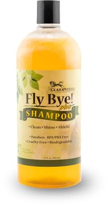Guaranteed Horse Products, LLC Fly Bye! Plus Shampoo, Moisture, Condition, Clean, Repel Insects, for Horses, Dogs, Sheep, Goats, 32oz