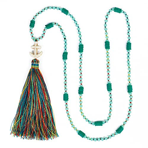 KELITCH Bunte Anker Quaste Anhänger Halsketten Handgemachte HEISHI Kristall Perlenketten Y-Form Stil