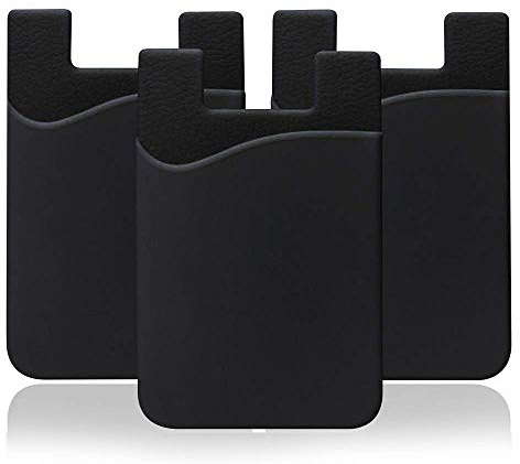 YWXTW Cell Phone Wallet, Silicone 3M Adhesive Stick-on Wallet for Credit Card, Ultra-Slim Id Holder Wallet Pouch Sleeve Pocket for Smartphones (iPhone/Android/Sumsung Galaxy) (3 Pack Black)