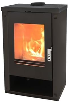 Verso Theia: Moderner 9kW Holzofen mit lackierten Seitenteilen in Schwarz