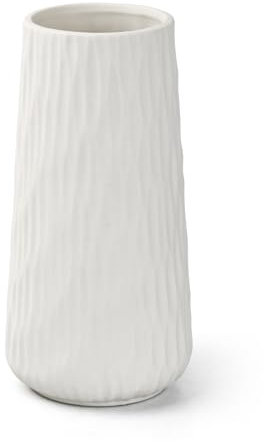 Volumoon Vasi in Ceramica Bianca 21cm, Vase Matt, Pampas Vaso, Fiori Secchi Pampas Erba Vasi, Vaso da Interno per Camino, Vaso di fiori Minimalismo, Vaso per Camera da Letto Soggiorno Arredamento