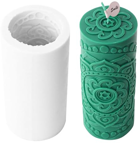 BDHYYM Forma de vela de flores vintage con columnas de silicona, moldes de velas para fundición, moldes de silicona para velas, moldes de silicona para fundición, forma de espiral, formas cilíndricas