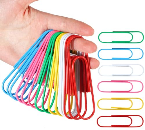 48 Trombones Bureau 100mm - Multicolores avec Revêtement Vinyle Anti-Dérapant - Lot Économique pour Organisation Documents, Fournitures Scolaires/Bureau - Durable et Sans Rouille