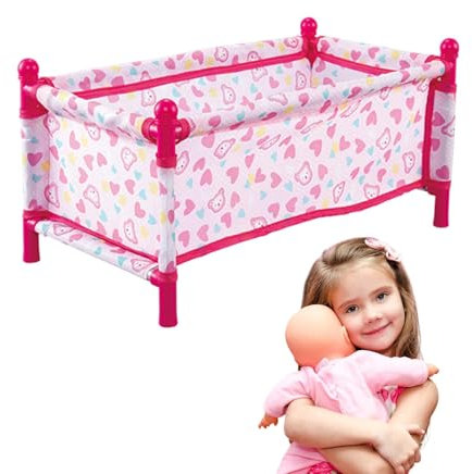 Babypuppenbett, Rosa Babypuppenbett, Puppenzubehör, Kinderwagen Puppe Wiege Für Mädchen,Realistische Puppe Rollenspiel Spielzeug Kinderwagen Puppe Autositz Träger Wiege Für Mädchen