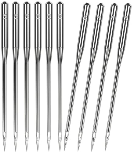 Lot de 30 aiguilles de machine à coudre robustes de taille universelle 110/18, aiguilles de machine à coudre Quliting pour cuir, compatibles avec les machines à coudre domestiques