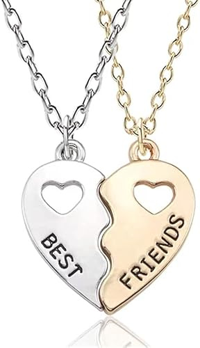 DreamAug 2pcs Friendship Necklaces, BFF Necklace | Heart Pendant | Matching Sister Jewelry for Best Friends | Birthday, Christmas Gifts
