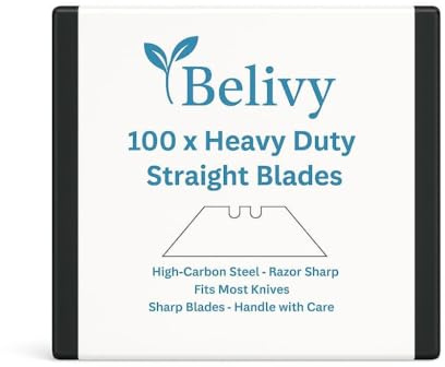 Belivy 100 Pack Heavy Duty Utility Knife Blades – Universal Trapezoid Replacement Blades for Box Cutters, Carpet & Vinyl Knives, Flooring, DIY & Crafts – Fits All Standard Utility Knives