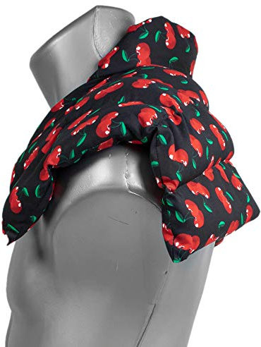 Wärme Nackenkissen: Kirschkernkissen Schulter & Nackenkissen mit Kragen. Nackenwärmer Körnerkissen Wärmekissen (cherry-black, Kirschkerne)