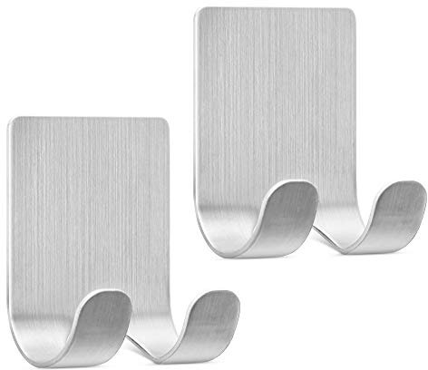 kwmobile 2X Razor Holder- Self-Adhesive Aluminum Alloy Shaver Wall Mount - Bathroom Organizer for Showers - Silver