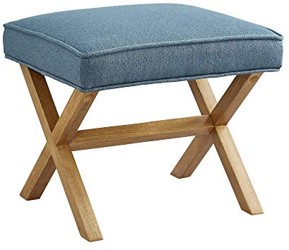 Amazon Brand – Rivet Mid-Century Modern X Stool Ottoman Chair, 20 W, Indigo - Amazon Vine
