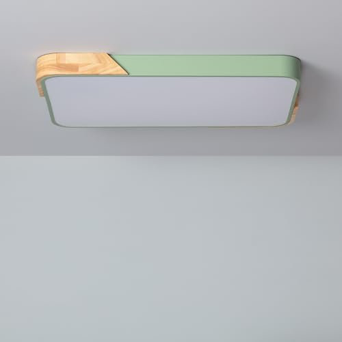 LEDKIA LIGHTING Plafón LED 30W Rectangular Madera y Metal 625x425 mm CCT Seleccionable Semi-Dari para Cocina, Comedor, Habitación Verde