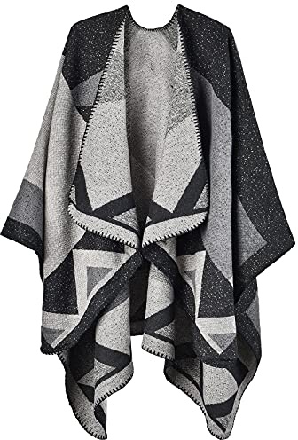 OOPOR Poncho Tejer Invierno de Mujer - Chal Lana Tela Escocesa Grande Bata Cardigan Acogedor Fular Crochet Capa Suave para Ropa Boda Jersey Mantón Casa Navidad Festival Disfraz ​Otoño Regalo 9 Color