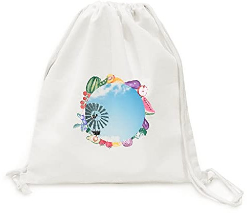 Beauty Gift moulin nuages blancs ciel bleu Sac en tissu pliable à sangle pour fruits et légumes