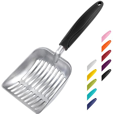 WePet Cat Litter Scoop, Aluminum Alloy Sifter, Kitty Metal Scooper, Deep Shovel, Long Handle, Poop Sifting, Kitten Pooper Lifter, Durable, Heavy Duty, for Litter Box