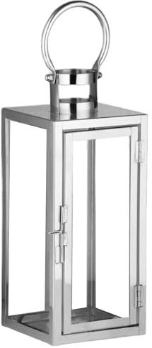 MARRAKESCH Laterne aus rostfreien Edelstahl & Glas Marra klar 30cm | orientalisches Windlicht | Glaslaterne für innen | Marokkanisches Gartenwindlicht für draußen als Gartenlaterne