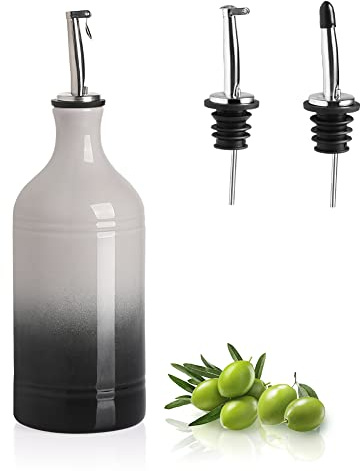 Sweejar Ceramic Olive Oil Dispenser Bottle, Opaque Oil Quantity, Protects Oil to Reduce Oxidation, Suitable for Storing Oil, Vinegar, Coffee Syrup and Other Liquids, 1 Piece, 450 ml (15.2 fl oz)