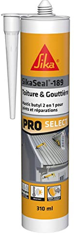 SIKA - Mastic et colle butyle 2 en 1 - SikaSeal-189 Toiture & Gouttière gris - Joints et réparations en couverture et vitrerie - Extérieur - 310 ml