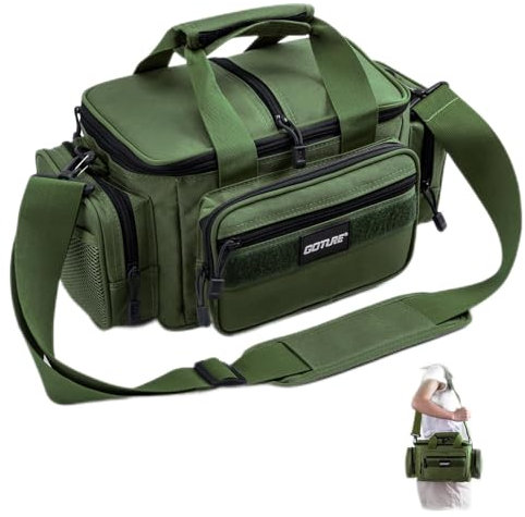 Goture Angelausrüstungstasche, weiche Seite, wasserabweisend, Umhängetasche, Angeltasche, Hüfttasche, Angelausrüstungstasche, Salzwasser, Süßwasser, zur Aufbewahrung von 3 3600 Angelboxen C